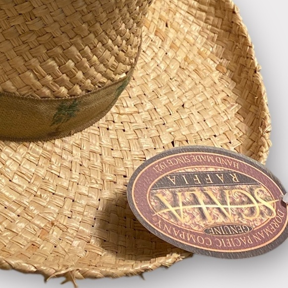SCALA Straw Raffia Gamblers Wide Brim Straw Hat Natural Neutral New with tags - Picture 7 of 11